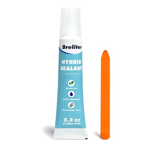 Breliter Silicone Caulk, White Caulk, Hybrid Sealant, 5.3 oz