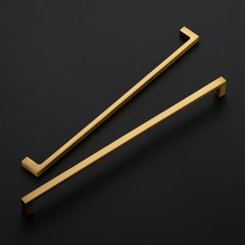 Ravinte Brushed Brass Solid Pulls Cabinet Handles 12-3/5 Inch 10 Pack - size: 12-3/5 Inch Hole Center