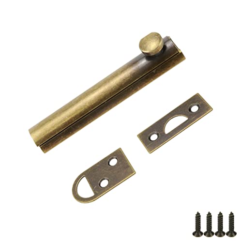 Bitray Solid Surface Bolt 3-inch Brass Antique Door Sliding Bolt - style: 1pcs/Bronze/3 inch