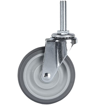 Finnhomy Caster Wheels 3 Inch Set of 4 Heavy Duty Threaded Stem Casters 3/8"-16 x 1-1/2" Swivel Rubber Industrial Castors Premium Wheels for Wire Shelving/Furniture/Carts Load Bearing 720 Lbs Gray - size: 3/8" -16 x 1-1/2" (No Brake)