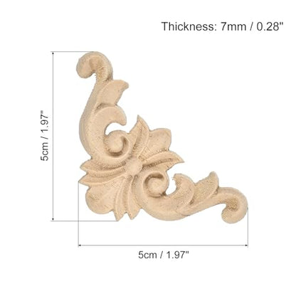 uxcell 6Pcs Wood Carved Appliques, Unpainted Carving Decals for Bed Door Cabinet Dresser Wardrobe Furniture Decoration DIY (5x5cm/1.97x1.97)
