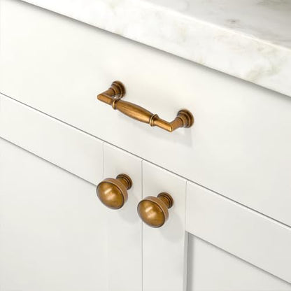 10 Pack Antique Brass Cabinet Pulls 3 Inch(76mm) Kitchen Cabinet Handles Cabinet Hardware for Drawer Pulls - color: Antique Brass, size: 3" Hole Center