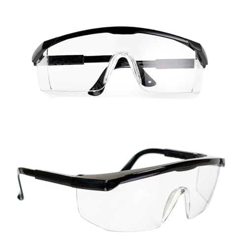 Safety Glasses Anti Fog For Men and Women,Scratch Resistant Wrap-Around Clear Eyewear - color: Black Frame/2 Pack