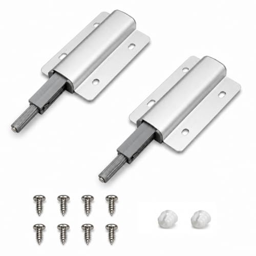 2-Pcs Magnetic Push-to-Open Cabinet Latches, Silver - color: Silver-2pcs
