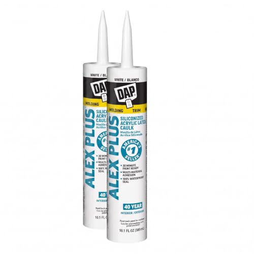 DAP Alex Plus Acrylic Latex Caulk, White, 10.1 Oz (7079818152) (Pack of 2) - size: 10.1 Oz (Pack of 2)