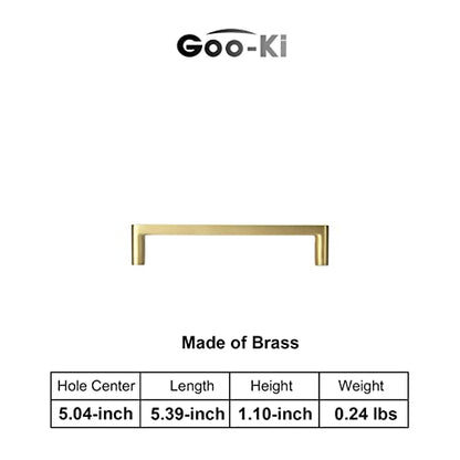 Goo-Ki 6 Pack Pure Brass Made Luxurious Cabinet Pulls,Matte,5 Inches Center to Center,Brushed Brass - color: Pure Brass, size: 5" Center to Center