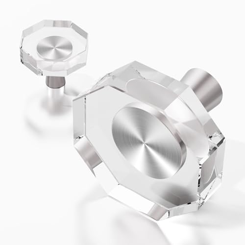 4 Pack Polygon Crystal Cabinet Knobs,1-1/4 Inch, Brushed Nickel - color: Nickel-4 pack, size: Polygon