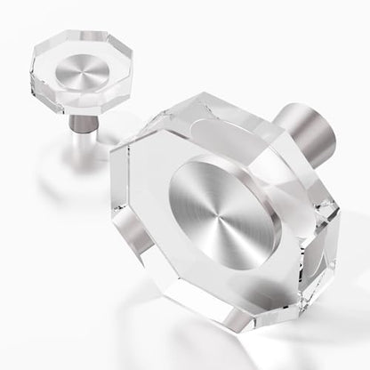 4 Pack Polygon Crystal Cabinet Knobs,1-1/4 Inch, Brushed Nickel - color: Nickel-4 pack, size: Polygon