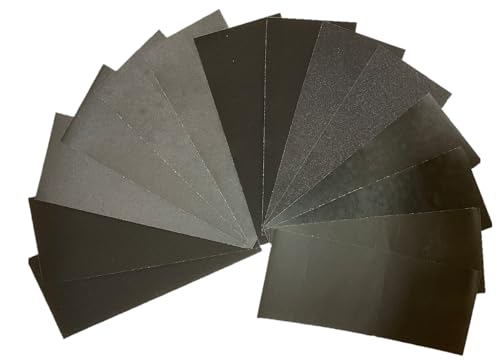 Aventurine 14pcs Sandpaper 400 to 2000 Grits, Wet and Dry Sandpaper 9x3.6 Inch for Cars Polishing Metals Walls Wood Furniture Sanding, 400 600 800 1000 1200 1500 2000 Grit Wet/Dry Sandpaper Kit