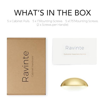 Ravinte Brushed Gold Drawer Pulls Cabinet Cup Pulls 3 Inch 5 Pack - color: Brushed Gold