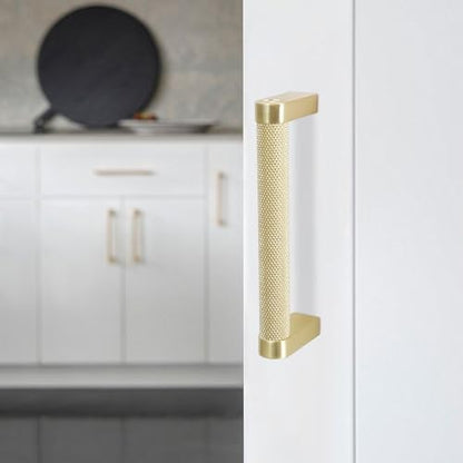 10 Pack 3-3/4 Inch(96mm) Brushed Gold Kitchen Cabinet Handles Knurled Cabinet Pulls Gold Drawer Pulls Cabinet Hardware - color: Brushed Gold, size: 3.75'' Hole Center(96mm)