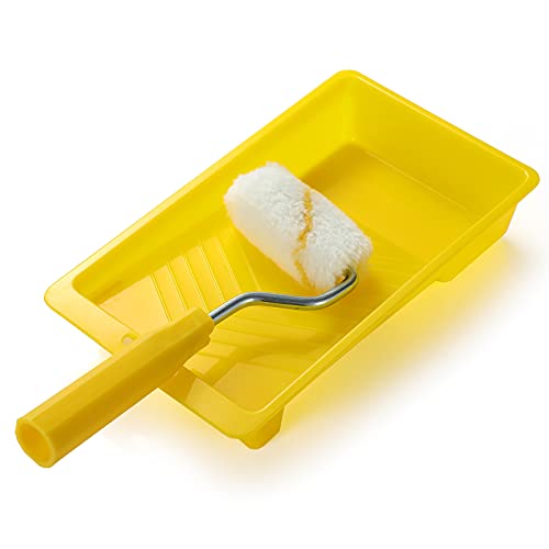NANJA 2" Mini Paint Roller Kit Plastic Tray,Roller Frame Microfiber Roller