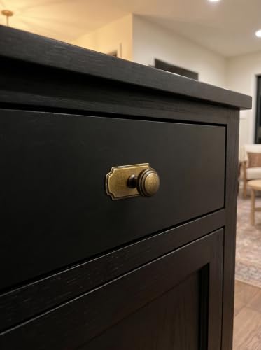6Pack Champagne Bronze Cabinet Knobs with Backplate Drawer knobs - color: Antique Brass, style: Wide-Scalloped
