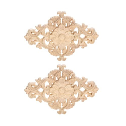2Pcs Wood Carved Appliques Onlays Center Carving Decals for Furniture - color: 2-pack, size: 15x10.5cm/5.9"x4.13"