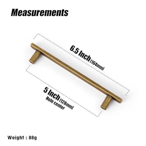 Goo-Ki 5 Inch(128 mm) Hole Centers Luxurious & Sturdy Zinc Alloy Cabinet Handls,Antique Brass Cabinet Pulls for Kitchen,Drawer,Cupboard & Wardrobe,6 Pack - color: Antique Brass, size: 5.0 inch (128 mm) Hole Centers, style: Pulls With No Backplate