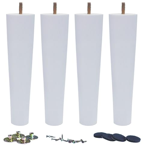 WEICHUAN 10 Inch Wood Replacement Sofa Chair Couch Furniture Legs Set of 4 - color: White Set of 4, size: 10"