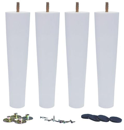 WEICHUAN 10 Inch Wood Replacement Sofa Chair Couch Furniture Legs Set of 4 - color: White Set of 4, size: 10"