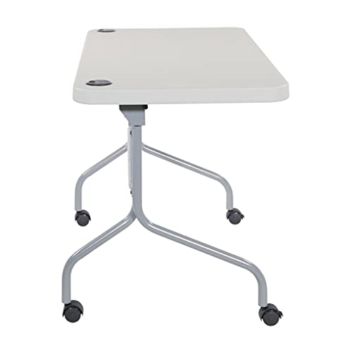 Office Star Resin Multipurpose Flip Training Table with Locking Casters for Home or Office, 4 Feet Light Gray - size: 4 feet