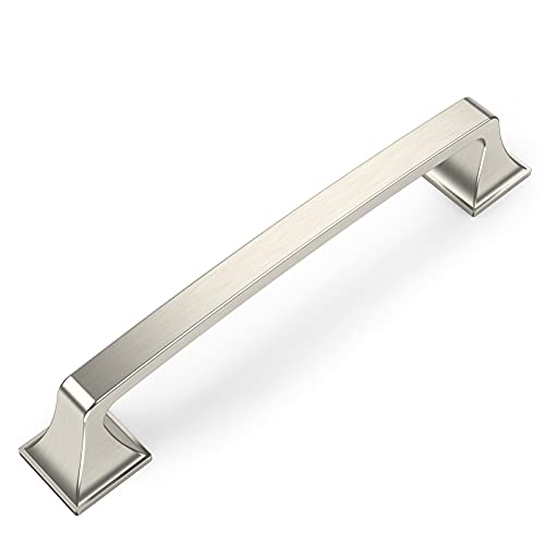 Amerdeco 10 Pack Brushed Satin Nickel Cabinet Pulls 6-1/4 Inch(160mm) Hole Center Cabinet Hardware Kitchen Cabinet Handles for Bathroom Drawer Pulls Dresser Pulls ZH0002 - color: Brushed Satin Nickel, size: 6.3" hole center