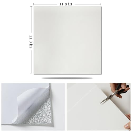 10 Sheets Peel and Stick Backsplash, 11.8"x11.8" Stick on Backsplash Tile Stickers Self Adhesive Backsplash Tile for Kitchen Bathroom Laundry Room - color: White, size: 10 Pack