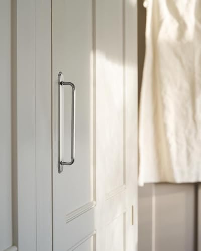 Goo-Ki 2 Pack Brushed Satin Nickel Bar Cabinet Pulls with Backplate, 5 Inch Hole Center Kitchen Drawer Handles with Spacer Zinc Alloy Solid Hardwar - color: Brushed Satin Nickel, size: 5" Hole Center