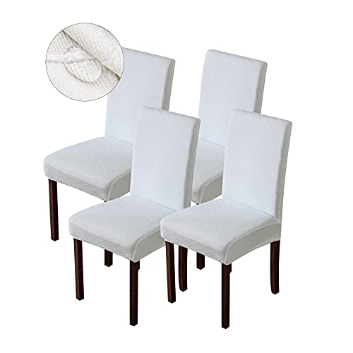 Genina Waterproof Chair Covers for Dining Room Dining Chair Covers Kitchen Parsons Chair Covers (White, 4 PCS) - color: White, size: 4 PCS