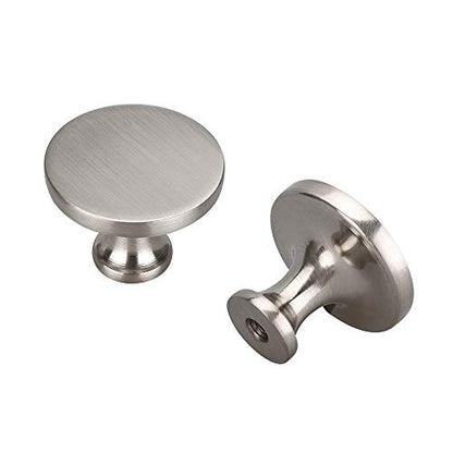 homdiy 35 Pack Brushed Nickel Cabinet Knobs, Solid Round Drawer Knobs, Modern Kitchen Cabinet Hardware for Bedroom Dresser, Cupboard, Drawers - color: Satin Nickel, size: 35 Pack