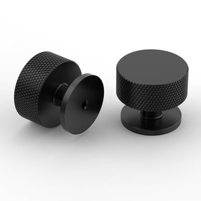 Amerdeco 10 Pack Matte Black Knurled Cabinet Knobs Single Hole 1.2 Inch Diameter Round Drawer Knobs for Bathroom Cabinets K0017 - color: Matte Black
