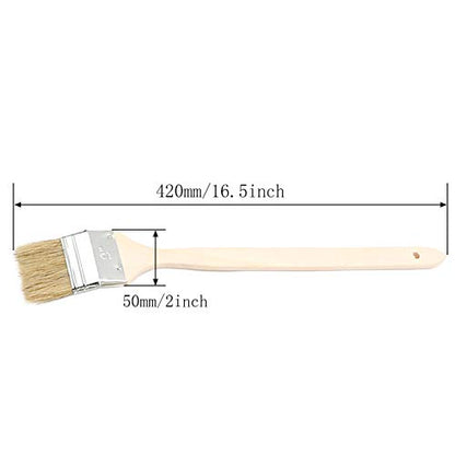 50mm/2 inch Brush Head Width Long Wood Handle Metal Ferrule Bent Paint Brush Radiator Brush Beige 704#(2Pcs) - size: 2inch