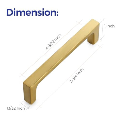 Ravinte Brushed Brass Solid Pulls Cabinet Handles 3-3/4 Inch 30 Pack - size: 3-3/4 Inch Hole Center