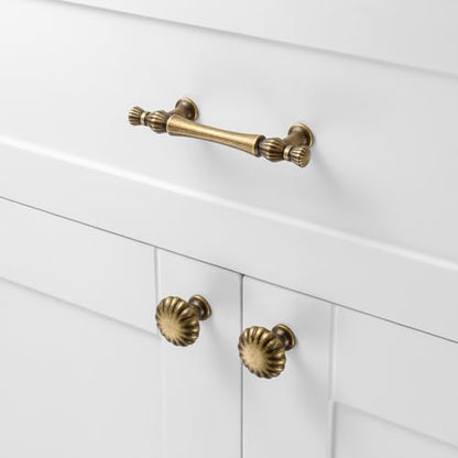 3 Inch Antique Brass Cabinet Pulls 30 Pack French Style P2408 - color: Antique Brass, size: 3" Hole Centers-30 Pcs