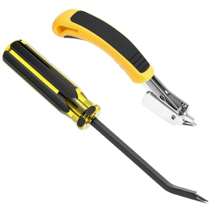 QWORK Staple Remover, Heavy Duty Tack Puller, Industrial Staple Remover Upholstery Tool with Double Pronged Head, for Furniture, Floor, Frame, Carpet