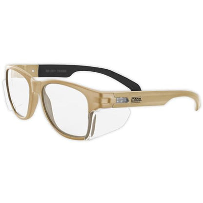 MAGID Gemstone Y50 Performance Anti-Fog Safety Glasses with Side Shields - color: Clear Lens | Coyote Tan, size: 1 Pair