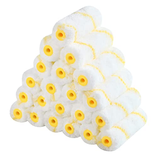 Bates- Paint Roller Covers, 24 Pieces, 4 Inch Paint Roller 9mm Nap, Microfiber Paint Rollers for Painting Walls, Cabinets, Trim, Use with All Paints and Stains - color: Yellow Stripes, size: 4" x 1/2", 24 Pack