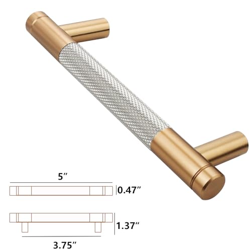 24 Pack 3 3/4 Inch 96 mm Bar Cabinet Pulls Bronze and Nickel Knurled Handles for Drawer Pulls Cupboard Aluminum Handles (Modern, Bronze and Nickel, 3 3/4 Inch) - color: Bronze and Nickel, size: 3 3/4 Inch