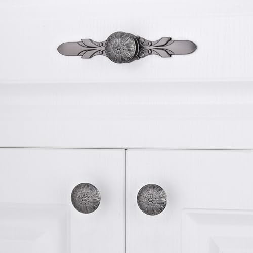 10Set Cabinet Knobs & Back plate, Gunmetal Grey Drawer Hardware for Kitchen - color: Gunmetal Grey