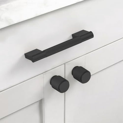 Asidrama 10 Pack 3 inch Matte Black Knurled Cabinet Handles - color: Matte Black, size: 3" Hole Center(76mm)