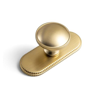 6Pack Champagne Bronze Cabinet Knobs with Backplate Drawer knobs - color: Champagne Bronze, style: Ribbed