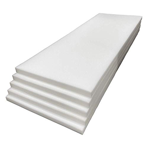 Foamma 1" x 24" x 72" (5 Pack) High Density Upholstery Foam Cushion, Seat Replacement, Upholstery Sheet, Foam Padding, Made in USA! - size: 1" x 24" x 72" (5-Pack)