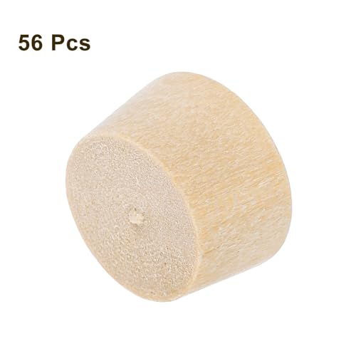 uxcell 56Pcs Wood Button Plugs, 12mm/0.47" Flat Head Hardwood Screw Hole Plug Wooden Caps Buttons Wood Plug for Furniture Woodworking Craft Decor (13.5mm x 12mm) - size: 13.5x12x9mm