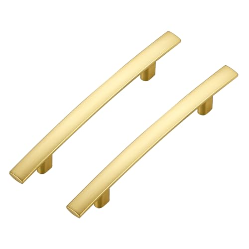 30 Pack Brushed Brass Cabinet Handles, 3.75" Hole Center Curved Pulls - color: Brushed Brass, size: 3.75" Hole Center