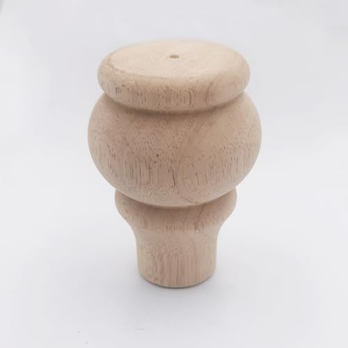Solid Wood Furniture Legs, Set of 4 - Replacement Bun Feet for Sofa, Chair, Loveseat, Ottoman & Dresser | Unfinished Wooden Feet, Durable & Versatile Design