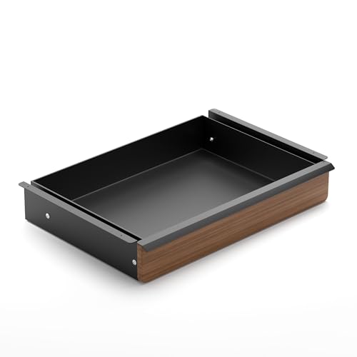 Under Desk Drawer, Solid Walnut Wood Panel – Sturdy Ball Bearing Slides, Easy Under-Desk Mount, Integrated Handle, Desktop Organizer for Office & Home Workstation - color: Walnut