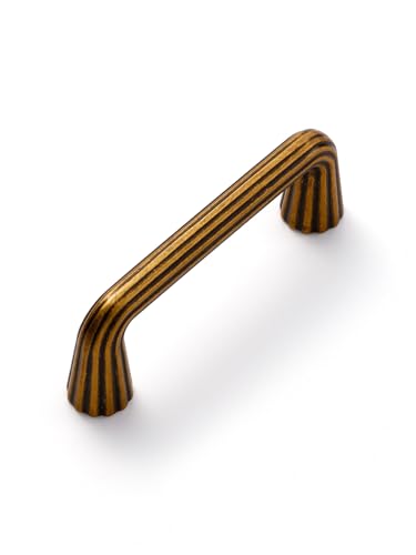 10 Pack Antique Brass Cabinet Pulls 3" Hole Center Vintage Drawer Pulls Bathroom Dresser Handles Hardware Zinc Alloy - color: Antique Brass, size: Pull - 3 Inch Hole Center