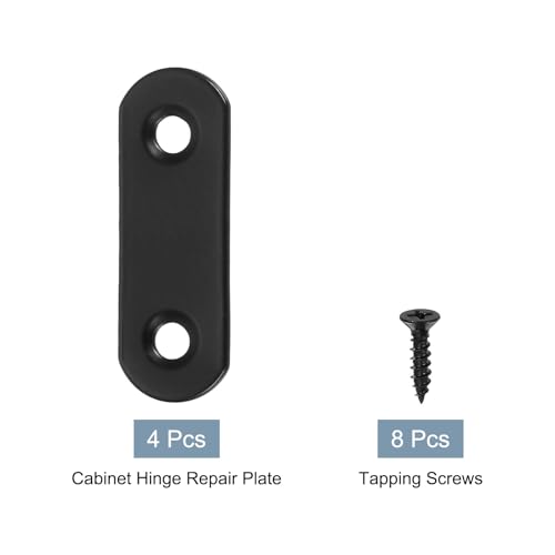 uxcell 4 Set Flat Repair Plates, 0.63 x 1.8 Inch Stainless Steel Flat Straight Brace Bracket Mending Joining Plates with Screws for Fixing Wooden Furniture Corner, Black - size: 0.63 x 1.8 Inch