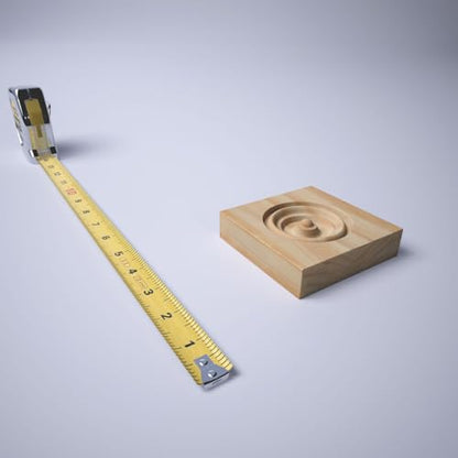 3 1/2" W x 3 1/2" H x 7/8" P Americraft Solid Wood Stain Grade Bullseye Rosette with Squared Edge, Pine - color: Pine, size: 3.5-in. W x 3.5-in. H