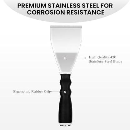 Mister Rui 2 Pack 3" Bent Paint Scraper & 10-in-1 Putty Knife, Stainless - color: 10 in 1 and 3" Bent Putty Knife