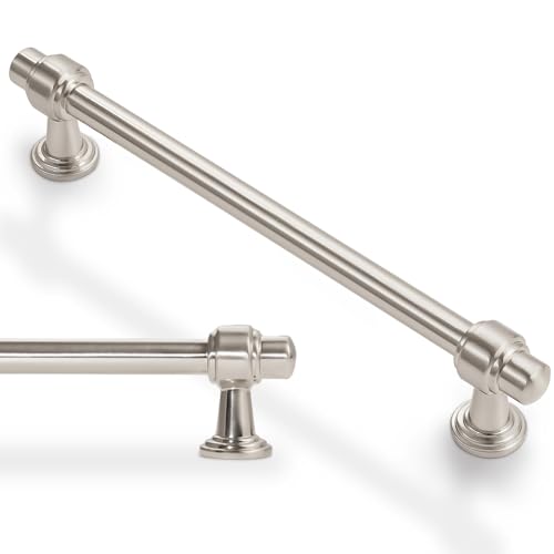 10 Pack 6-1/4 Inch(160mm) Kitchen Cabinet Handles Brushed Satin Nickel Cabinet Pulls Silvery Drawer Pulls Zinc Alloy Kitchen Hardware - color: Brushed Satin Nickel, size: 6-1/4'' Hole Center(160mm)