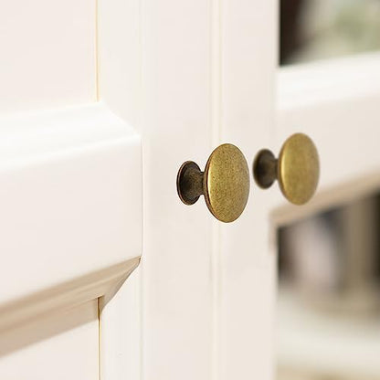 8 Pcs Brass Cabinet Knobs, Round Dresser Knob Kitchen Drawer Knobs, Single Hole Cupboard Door Knob Dresser Drawer Pulls Handles - color: Brass, size: 8 Pack
