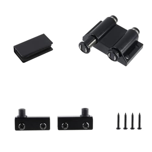 Glass Door Pivot Hinge Glass Door Magnetic Catch with Clamp Set - color: Black